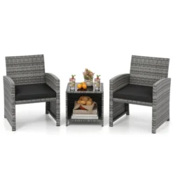 Tangkula 3 Pieces Patio Furniture Set PE Rattan Chairs Set W/ Storage Coffee Table -Tangkula GUEST c8303a34 0973 485d 80da cc04a07b87e1