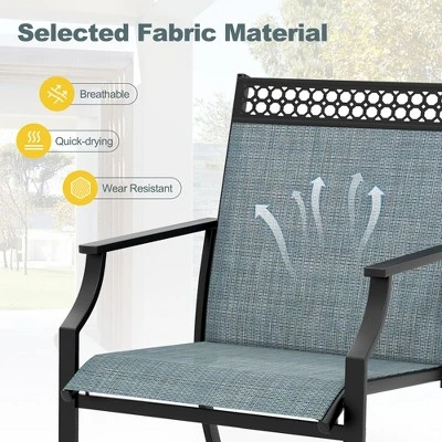 Tangkula Patio Dining Chairs Set Of 4 All Weather Outdoor Chairs W/ High Back & Armrests Blue 4 Tangkula Patio Dining Chairs Set Of 4 All Weather Outdoor Chairs W/ High Back & Armrests Blue - Image 4