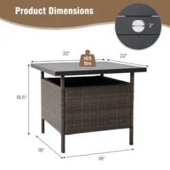 Tangkula Outdoor Wicker Table Rattan Coffee Table W/ Umbrella Insert Hole PE Tabletop & Sturdy Metal Frame -Tangkula GUEST c87f8631 9811 4a4b a28f d586ac311758