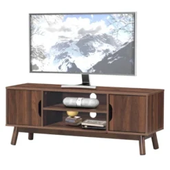 Tangkula TV Stand Storage Media Console For TV’s Up To 50’’ Wooden Entertainment Center W/Shelves Brown/Black/White -Tangkula GUEST c8bef534 6e77 4b39 8d39 7f46757a9509