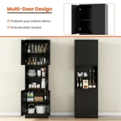 Tangkula Kitchen Pantry Cabinet 75” Tall Freestanding Cupboard With Doors & Shelves Safety Hinges & Anti-tipping Devices Black/White -Tangkula GUEST c8cb335f 741a 4d07 97bc ddc56c092b0d