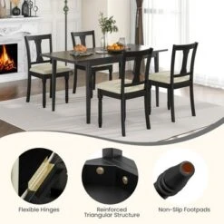 Tangkula Set Of 4 Upholstered Wooden Dining Chair W/ Seat Storage Space -Tangkula GUEST c8e1f069 8366 4309 91cf e4214202592d