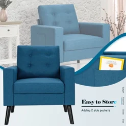 Tangkula Modern Armrest Accent Single Sofa Upholstered Living Room Chair With 2 Side Pockets Beige -Tangkula GUEST c923af9c 4735 485b 98e1 1fd33d185c18