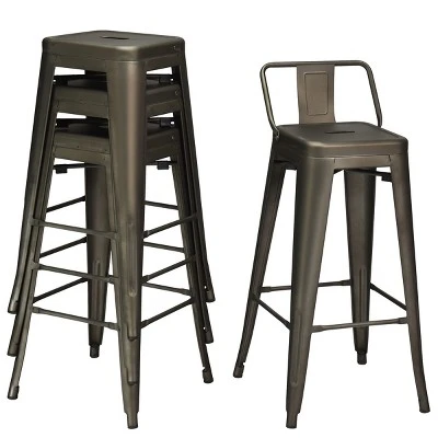 Tangkula Set Of 4 Metal Bar Stools 30" Industrial Height Chair Low Back 2 Tangkula Set Of 4 Metal Bar Stools 30" Industrial Height Chair Low Back - Image 2