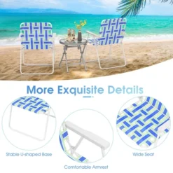 Tangkula 2pcs Folding Beach Chair Camping Lawn Webbing Chair Lightweight 1 Position Blue -Tangkula GUEST c99f0280 41af 4645 be70 71178ce463cf