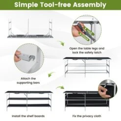 Tangkula Portable Bar Table Folding Camping Table W/ Aluminum Alloy Frame 2-Tier Shelves -Tangkula GUEST c9f0d262 2227 4021 90a4 de8530880f43