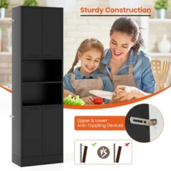 Tangkula Kitchen Pantry Cabinet 75” Tall Freestanding Cupboard With Doors & Shelves Safety Hinges & Anti-tipping Devices Black/White -Tangkula GUEST ca4a5424 4591 47d9 a8ac 584c86f22e10
