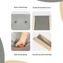 Tangkula Foldable Wood Beach Sling Chair With 3 Adjustable Positions Indoor Living Room Chaise Lounge Grey -Tangkula GUEST ca9eb8bf 4dfe 4780 b21e 8073b26c100b