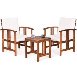 Tangkula 3-Piece Outdoor Acacia Wood Sectional Conversation Sofa Set With Cushions -Tangkula GUEST cade179f 1486 4892 a076 6f704e17970c