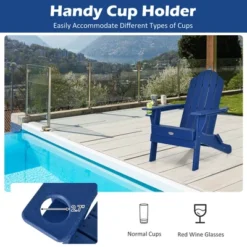 Tangkula Folding Patio Adirondack Chair Weather Resistant Cup Holder Yard Navy -Tangkula GUEST cb4ca367 8897 47ec aa3d d13c249380f3