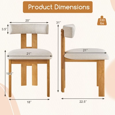 Tangkula Dining Chair Set Of 4 Upholstered Kitchen Chair W/ Padded Seat & Curved Backrest 8 Tangkula Dining Chair Set Of 4 Upholstered Kitchen Chair W/ Padded Seat & Curved Backrest - Image 8