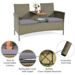 Tangkula Outdoor Patio Rattan Loveseat Sofa Double Conversation Set W/Cushion & Built-in Table 15 Tangkula Outdoor Patio Rattan Loveseat Sofa Double Conversation Set W/Cushion & Built-in Table -Tangkula GUEST cc7ebfb4 91ce 4f51 b0df dc616518fcd1