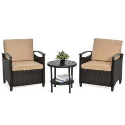 Tangkula 3-Piece Rattan Sofa Chair Patio Conversation Set With Coffee Table & Cushions 13 Tangkula 3-Piece Rattan Sofa Chair Patio Conversation Set With Coffee Table & Cushions -Tangkula GUEST cca4b970 472c 4986 a00c 73389f7e17bc