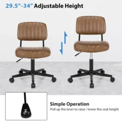 Tangkula Leisure Office Chair Mid-back Swivel Task Chair PU Leather Adjustable Armless Chair Retro Design Black / Brown -Tangkula GUEST ccbadf26 f7c4 4fce 97ef 444300c9c1d6