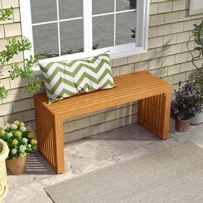 Tangkula 36 Inch Patio Bench All-Slat Acacia Wood Loveseat For 2 People 800 Lbs Capacity 3 Tangkula 36 Inch Patio Bench All-Slat Acacia Wood Loveseat For 2 People 800 Lbs Capacity - Image 3