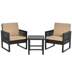 Tangkula 3-Piece Patio Wicker Bistro Set Conversation Furniture Sofa With Coffee Table 9 Tangkula 3-Piece Patio Wicker Bistro Set Conversation Furniture Sofa With Coffee Table -Tangkula GUEST cd6a75b9 3bb3 4120 ab31 66551d68f66c