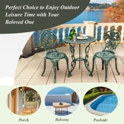 Tangkula Rose Design Bistro Set Antique Aluminum Bench Patio Garden Chair For Outdoor White -Tangkula GUEST cd9ac8d0 3304 4051 8147 e789c236841d