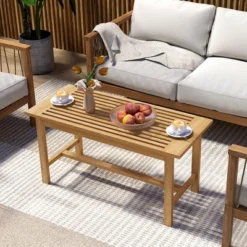 Tangkula 36"Patio Coffee Table Solid Wood Coffee Table W/ Slatted Tabletop Natural -Tangkula GUEST cda9b5a4 bc0a 4b50 9d8e 72a8727aacaa