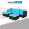 Tangkula 5-Piece Outdoor Patio Sectional Rattan Wicker Conversation Sofa Set With Turquoise/Yellowish Cushions