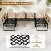 Tangkula Set Of 6 Outdoor Sectional Sofa Set Metal Conversation Set W/Cushions & Bungee Rope Seat Patio Acacia Wood Chair & Coffee Table Set