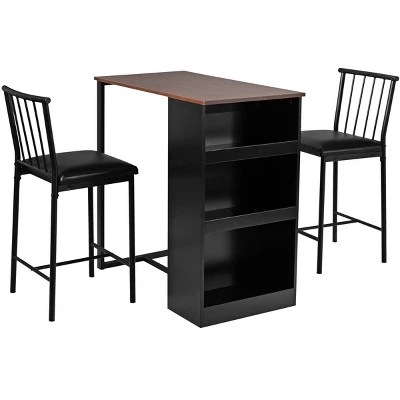 Tangkula 3-Piece Counter Table Set Bar Pub Dining Table Set With 3 Side Storage Brown 3 Tangkula 3-Piece Counter Table Set Bar Pub Dining Table Set With 3 Side Storage Brown - Image 3