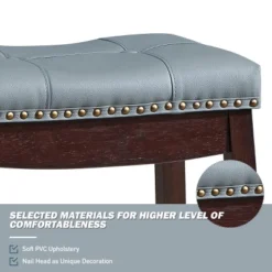 Tangkula Set Of 4 Saddle Bar Stools Backless Nailhead Counter Stool With Grey Cushions Coffee/White 19 Tangkula Set Of 4 Saddle Bar Stools Backless Nailhead Counter Stool With Grey Cushions Coffee/White -Tangkula GUEST ce6341a5 5e9c 40d5 bea8 96ca2030dc50