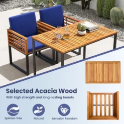 Tangkula 3 Piece Outdoor Dining Set 2 Acacia Wood Armchairs W/ 43.5 Inch Dining Table -Tangkula GUEST ce7d8c5d 7bee 4cc0 b2cb b494821598d8