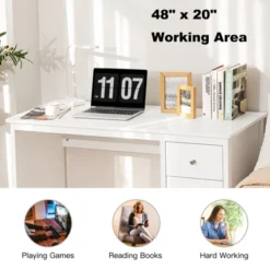 Tangkula Computer Desk Writing Table W/3 Drawers Workstation For Home Office White/Black -Tangkula GUEST ceb97846 77a2 42be ab4f 156a8e8a582f