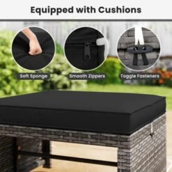 Tangkula Set Of 6 Patio Furniture Outdoor Sectional Conversation PE Rattan Sofa Set