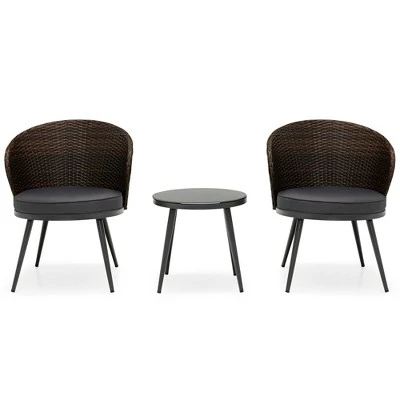 Tangkula 3PCS Rattan Patio Furniture Set Outdoor Conversation Furniture Set W/ Seat Cushions 5 Tangkula 3PCS Rattan Patio Furniture Set Outdoor Conversation Furniture Set W/ Seat Cushions - Image 5