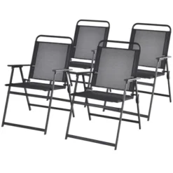 Tangkula Set Of 4 Heavy-Duty Metal Folding Chairs Frame Armrests Portable Patio Black 5 Tangkula Set Of 4 Heavy-Duty Metal Folding Chairs Frame Armrests Portable Patio Black -Tangkula GUEST cf4b77a7 fb0b 4d0b ab6d 0be78e68b4a1