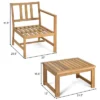 Tangkula 3 In 1 Patio Acacia Wood Table & Chairs Loveseat Bench With Coffee Table