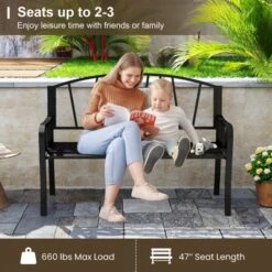 Tangkula 51" Metal Garden Bench Patio Slatted Bench For 2-3 People & Park-Style Loveseat -Tangkula GUEST cfa22934 9d71 4cb9 9378 916b608bd590