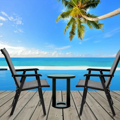 Tangkula 2PCS Folding Chairs Steel Frame Patio Garden Outdoor W/ Armrest & Footrest 4 Tangkula 2PCS Folding Chairs Steel Frame Patio Garden Outdoor W/ Armrest & Footrest - Image 4