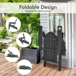 Tangkula 4PCS Patio Folding Adirondack Chair Weather Resistant Cup Holder Yard -Tangkula GUEST cfe6778e 818b 4347 9b99 0d6871a5e193