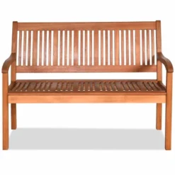 Tangkula Outdoor Eucalyptus Wood Park Bench Loveseat Chair With Armrest -Tangkula GUEST d00b3945 c05f 4759 9773 06046cc7cee9