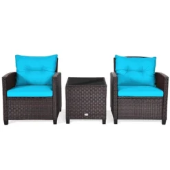 Tangkula 3PCS Wicker Cushioned Conversation Set Outdoor Rattan Furniture W/Beige/Red/Black/Navy/Off White/Turquoise Cushions 19 Tangkula 3PCS Wicker Cushioned Conversation Set Outdoor Rattan Furniture W/Beige/Red/Black/Navy/Off White/Turquoise Cushions -Tangkula GUEST d02f3dec bbd2 47e1 9f93 309bd3a82957