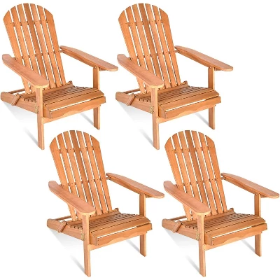 Tangkula 4PCS Folding Adirondack Chair Weather Resistant Outdoor Chair Eucalyptus Wood Adirondack Lounger Chair For Patio 9 Tangkula 4PCS Folding Adirondack Chair Weather Resistant Outdoor Chair Eucalyptus Wood Adirondack Lounger Chair For Patio - Image 9