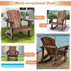 Tangkula 2PCS Kid Adirondack Rocking Chair Outdoor Solid Wood Slatted Seat Backrest -Tangkula GUEST d07f6109 dafb 40a2 835d efae9276b625