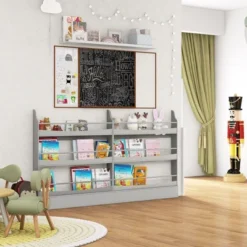 Tangkula 3-Tier Kids Bookshelf Toy Storage Bookcase Rack Wall W/ Anti-toppling Kits -Tangkula GUEST d09442d7 f9d4 4c60 a808 6f7ba0052c65