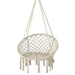 Tangkula Hammock Chair Macrame Swing, Patio Hanging Hammock Chair W/ LED Lights, Hanging Cotton Rope Hammock Swing Chair -Tangkula GUEST d0d86ca1 027f 4167 bd91 7ebef80d5814