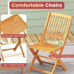 Tangkula Patio Folding Chair Set Of 4 Portable Acacia Wood Dining Chairs With High Back & Seat Cushions Beige/Navy/Red -Tangkula GUEST d0fc8cdf b16e 4fa1 b75f f5da4055cf1b