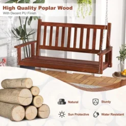 Tangkula Wooden Porch Swing 2-Person Hanging Swing Chair W/ Adjustable Galvanized Metal Chains 15 Tangkula Wooden Porch Swing 2-Person Hanging Swing Chair W/ Adjustable Galvanized Metal Chains -Tangkula GUEST d15beee0 eb4a 4dca b464 31209244f152