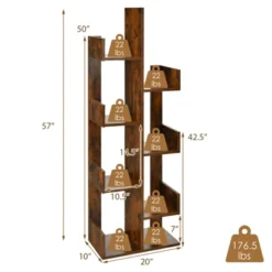 Tangkula 8-Tier Modern Bookshelf Anti-fall Tree Bookcase Storage Rack Suitable For Home & Office Brown/White/Black -Tangkula GUEST d181d140 8ec6 4871 9781 b528d1ff93eb
