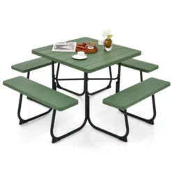 Tangkula 8-person Square Picnic Table Bench Set Outdoor Picnic Table With 4 Benches & Umbrella Hole 500 LBS Capacity Black/Grey/White/Green 19 Tangkula 8-person Square Picnic Table Bench Set Outdoor Picnic Table With 4 Benches & Umbrella Hole 500 LBS Capacity Black/Grey/White/Green -Tangkula GUEST d1d4fe49 adc5 428c 8a85 b89c0486df3b