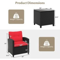 Tangkula 3 PCS Patio Furniture Set W/Tempered Glass Coffee Table Washable Cushions -Tangkula GUEST d260819d bf84 48f3 867c 7365926e5a46