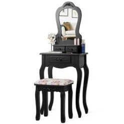 Tangkula Vanity Mirror Makeup Dressing Table Set W/ Stool Drawer Wood Desk -Tangkula GUEST d28d14f0 07ed 4790 8d68 b75ce792ffd3