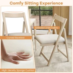 Tangkula Upholstered Dining Chair Set Of 4 W/ Curved Backrest Rubber Wood Frame -Tangkula GUEST d2b32680 26a9 4b99 9501 a805356bed8d