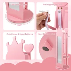 Tangkula Kids Jewelry Cabinet Standing Children Jewelry Organizer W/ Full-Length Mirror -Tangkula GUEST d2c92838 aa0c 48d8 8d14 16b5ac7c7b96