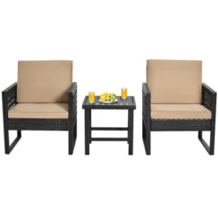 Tangkula 3-Piece Patio Wicker Bistro Set Conversation Furniture Sofa With Coffee Table 11 Tangkula 3-Piece Patio Wicker Bistro Set Conversation Furniture Sofa With Coffee Table -Tangkula GUEST d2ff94e7 c186 4816 83e8 7f1fd8dfc2eb